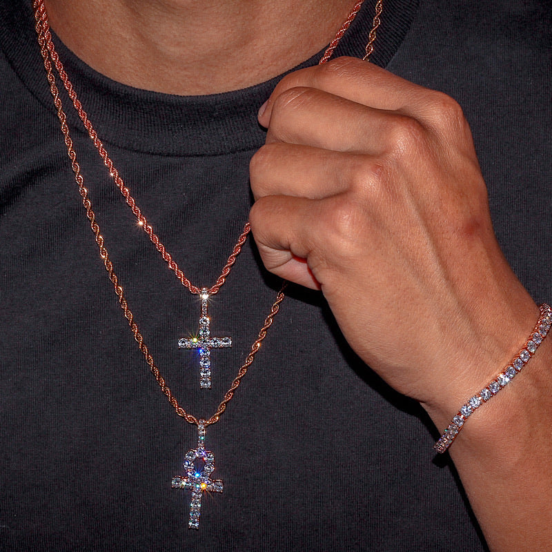 iced-out-rose-gold-cross-and-ankh-pendant-set